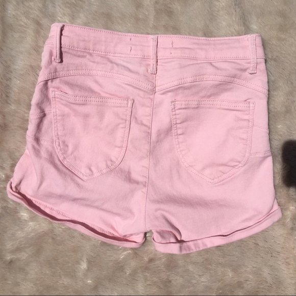 Blush Pink Mid Rise Denim Shorts Waist 24 - Picture 4 of 4
